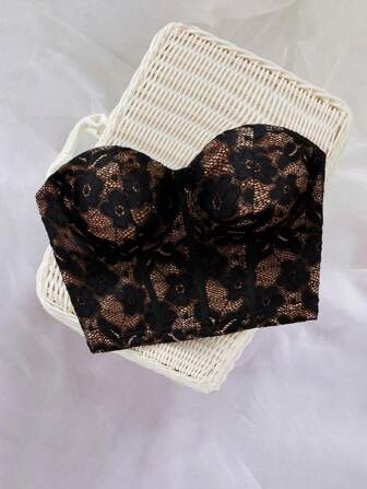 SHEIN Privé Romantisk elegant svart spetsbandeautopp för kvinnor, lämplig för pendling, fest, semester, datum, bröllop, födelsedagsevenemang, alla hjärtans dag