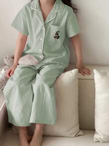 DAZY Ropa casual de primavera/verano para niñas de talla pequeña: camisa de manga corta a cuadros + pantalones