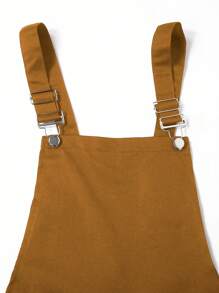 Manfinity Homme Men's Casual Solid Color Zipper Pocket Suspender Pants Overall Men - Khaki - View 6