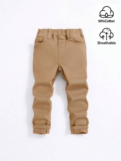 SHEIN Mali chłopcy Elastyczny pas Dżinsy z prostą nogawką