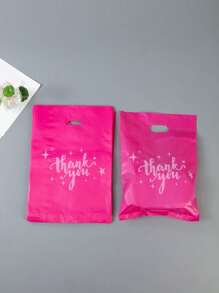 50pcs Rose Thank You Gift Bags, Plastic Bags For Small Business, Shopping Bags, Ideal For Festival, Birthday, Party Favors, Wedding Gift Packaging, Suitable For Gifts, Parties, Shops, Boutiques, Etc.