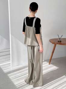 FRIFUL Women Loose Fit 2pcs Set - Camisole Top And Wide Leg Pants