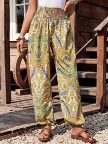 LanaWest Paisley Print Loose Harem Pants, Casual & Leisure