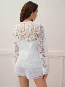 MOTF PREMIUM GUIPURE LACE FLARE SLEEVE BLOUSE