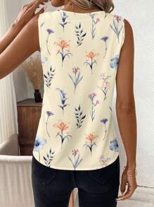 SHEIN Clasi 1 chiếc áo yếm không tay in hoa dành cho nữ, phù hợp cho mùa xuân và mùa hè - Màu be - Xem 2