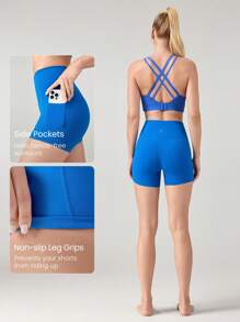 GLOWMODE 4.3" FeatherFit™ Anti-Slip Pocket Bike Shorts Non Front Seam Low Impact Cycling Running Gym Workout Summer