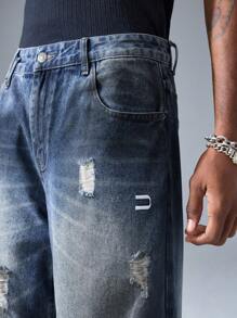 NEON BLANC Pantalones cortos de mezclilla azul tejidos de uso urbano para hombres