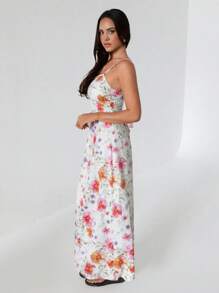 Roylia Vestido largo sin mangas para mujer, tela tejida con bordado floral, sencillo y de moda para vacaciones, primavera/verano