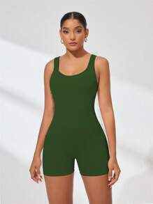 Slayform 女士运动健身连体衣、修身时尚舞蹈服和瑜伽服 - 軍綠色 - 查看 2