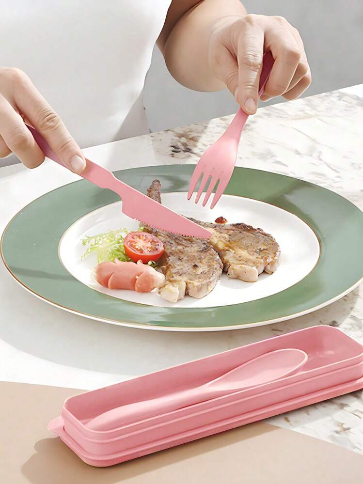 1セット 収納ケース付き 旅行用食器セット - お弁当箱用 再利用可能な