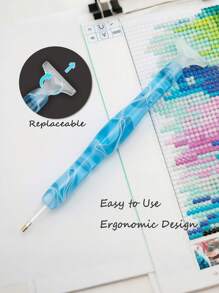 1 支彩色钻石画笔、钻石画笔套装、1 个笔架 + 4 个功能、树脂钻笔套装、钻石画笔套装、极简主义钻石画笔套装适用于 DIY 钻石画艺术、钻石艺术、美甲艺术、7 种颜色