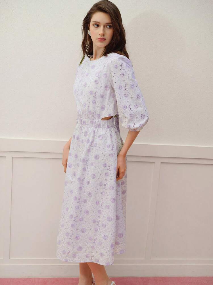 FLOWER PRINT ZIPPER DRESS