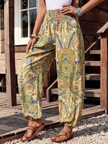 LanaWest Paisley Print Loose Harem Pants, Casual & Leisure