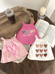 SHEIN Leap Crew 3pcs/Set Baby Girl Casual Simple Style Camisole, Suitable For Summer - Multicolor - View 1