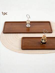 1 件装竹制托盘，木制托盘，奥斯曼咖啡桌托盘，梳妆台托盘，食物咖啡茶点（棕色） - 棕色 - 查看 5