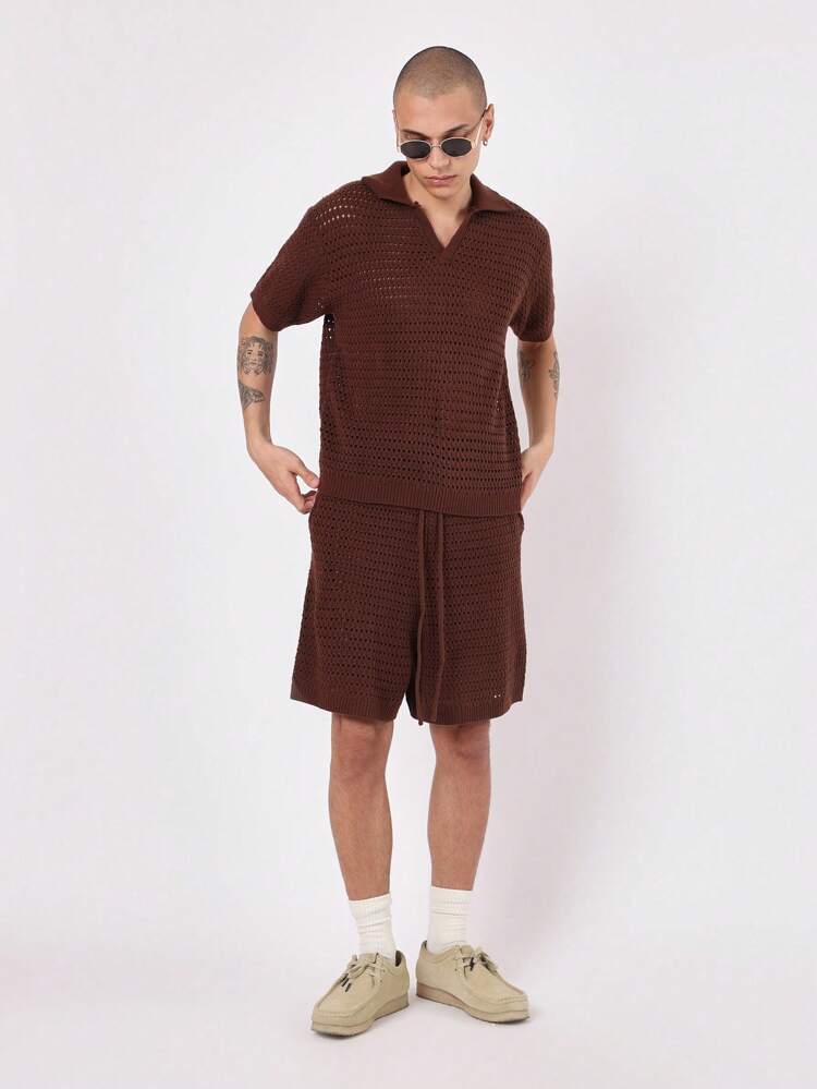 Set coordinato polo in maglia traforata testurizzata