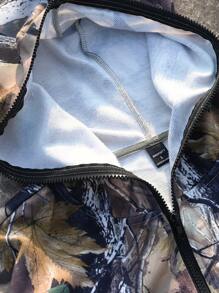 PAVTROS Manfinity Streetrush Men's Branch Print Long Sleeve Zipper Hooded Sweatshirt - Multicolor - View 6