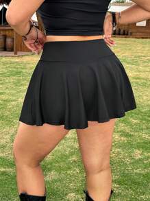 SHEIN EZwear Plus Size Solid Color High Waisted Skirt Leggings