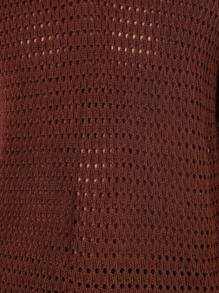 SUMWON Designer Openwork Knit Polo Co-Ord Set Short Sleeve Summer Lounge Wear Casual Knitwear Two-Piece Outfit Textured Beach Resort Wear - Coffee Brown - View 6
