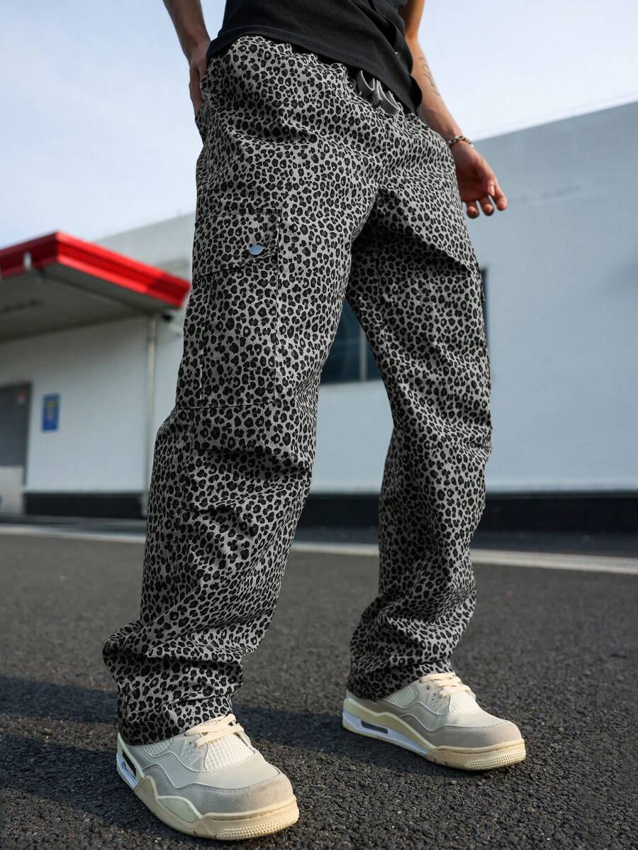 Manfinity EMRG Men's Fashion Leopard Print Cargo Pants - Multicolor - View 1