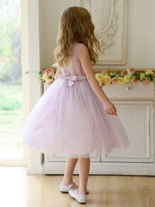 Newly Launched Sleeveless Dresses Made Of Sequined Mesh For Tween Girls, Paired With Belts. They Are Comfortable, Fashionable, Elegant, Sweet, With The Style Of Lovely Princesses, Socialites And Gentlewomen, And Also Generous. - Mauve Purple - View 2