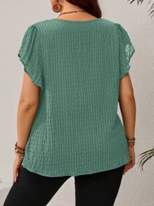 EMERY ROSE Blusa con manga abullonada y estampado floral azul para mujeres de tallas grandes, para la temporada de principios de primavera - verde menta - Ver 2