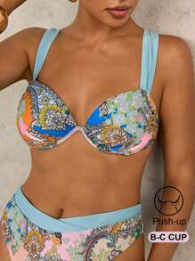 SHEIN Swim Paisley Print Bikini Set For Beach Vacation For Summer - Multicolor - View 4