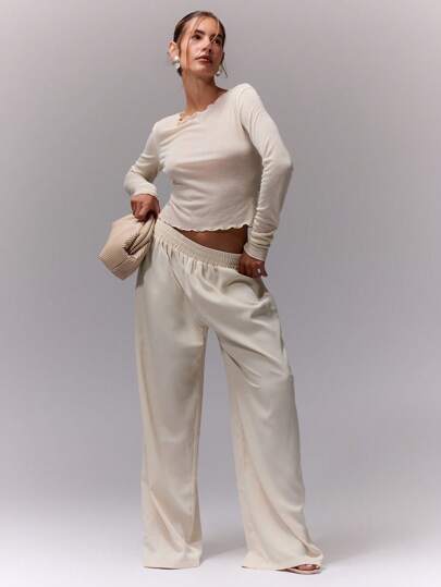 MUSERA Round Neck Long Sleeve Translucent Top Casual Elegant Beach Everyday Capsule Wardrobe Airport Holiday Christmas,Elegant