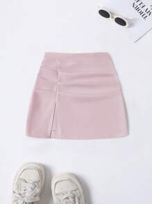 SHEIN PETITE Petite Women All-Match Simple Versatile A-Line Mini Skirt, Heather Grey