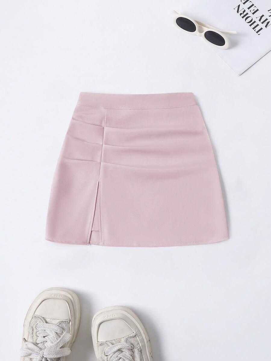 SHEIN PETITE Petite Women All-Match Simple Versatile A-Line Mini Skirt, Heather Grey