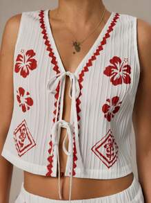 SHEIN Forever 21 Spring&Summer Women Romantic/Prom/Formal/Birthday/90s/Business Casual Woman/Elegant/Western Wear/Going Out/Fashion/Casual/Y2k/Club/Office /Cocktail/Vintage/Bodycon/Rave Festival/Funny/Classy/Old Money/Streetwear/Vacation/Country Concert/Work /Modest/Spring Break/Bachelorette/Concert/Baddie/Basic/Graduation/Floral Tank Top - Multicolor - View 3