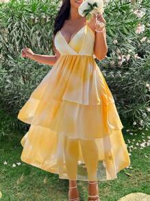 Breezaya Plus Size Women Sleeveless Ombre Romantic Flowing Elegant Dress