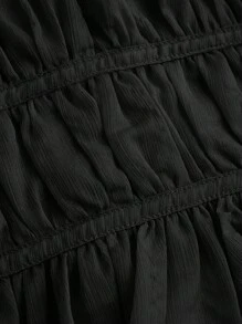 Muchica 女士春夏新款黑色褶皱挂脖收腰露背吊带背心