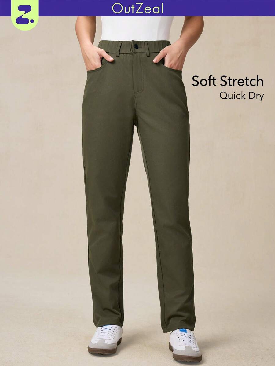 OutZeal 女式速干徒步裤 高腰全天裤 可调节腰带 - 綠色 - 查看 1