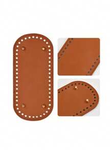 SHEIN 4 Stücke/Set PU Häkelstrick Taschenboden Pads, PU Leder Taschenboden Formgeber mit Löchern, ovale PU Leder Taschenboden Einsätze, für DIY Handtasche Bodenstützung, Umhängetaschen Putzhandwerke, nicht leicht verformbar (Schwarz, Braun, Khaki, Beige)