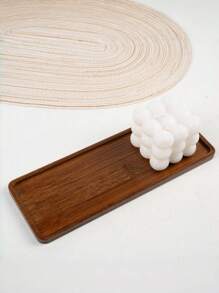 1 件装竹制托盘，木制托盘，奥斯曼咖啡桌托盘，梳妆台托盘，食物咖啡茶点（棕色） - 棕色 - 查看 6