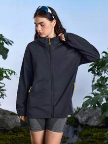 In My Nature Veste à capuche de protection solaire zippée à manches longues et couleur unie pour femmes, vêtements pour randonnée