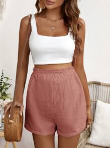 SHEIN Pregnant Women Vivid High Waist Athletic Shorts - Pink - View 4