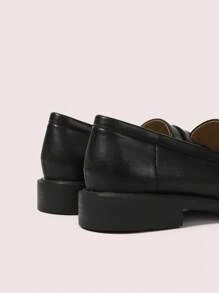 CUCCOO DOLLMOD Black Retro Round Toe Comfortable British Style Loafers For Women - Black - View 8
