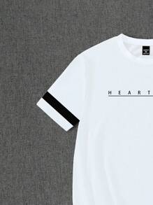 Manfinity Homme Plus Size Slogan Print Men's Casual Short Sleeve T-Shirt, Suitable For Daily Wear - White - View 5