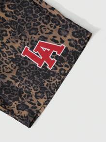 ROMWE MEN Street Life 2 件装男士标语印花休闲短裤，适合春夏季 - 黑色 - 查看 7