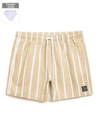 Manfinity KASUA 男士休闲条纹抽绳腰沙滩短裤