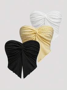 EgrlEra 3 件扭纹前部头巾下摆抹胸 Y2K - 彩色 - 查看 1