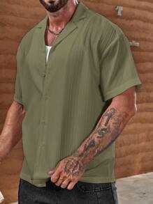 Manfinity Homme Lose sitzende Herren Hemd in Einfarbig mit Knöpfen, minimalistisch und modisch, geeignet für den Sommer