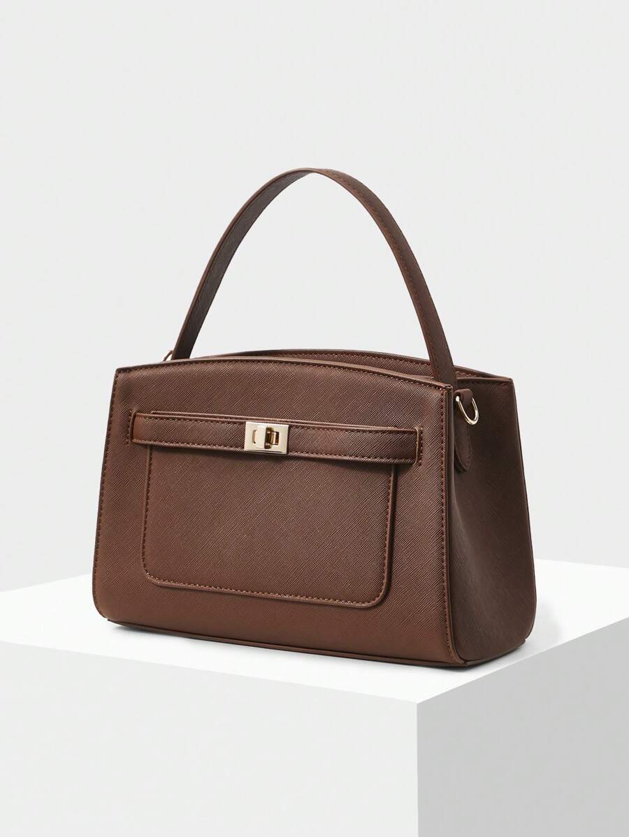 MOTF PREMIUM SIMPLE TOP HANDLE BAG COMMUTER BAG, BEST MOTHER'S DAY GIFTS WOMEN, BUSINESS CASUAL WOMAN BAG PERFECT FOR OFFICE BUSINESS AND WORK , MUM GIFTS - Coffee Brown - View 2