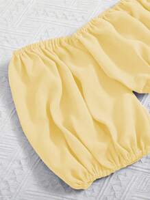 Breezaya 2 sztuki/zestaw damski wakacyjny swobodny jednolity top z odkrytymi ramionami i szorty