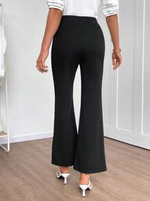 EMERY ROSE Pantalones ajustados con campana y botones de metal para mujer, pantalones formales y de negocios a la moda