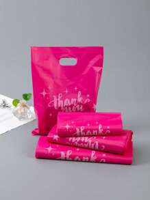 50pcs Rose Thank You Gift Bags, Plastic Bags For Small Business, Shopping Bags, Ideal For Festival, Birthday, Party Favors, Wedding Gift Packaging, Suitable For Gifts, Parties, Shops, Boutiques, Etc.