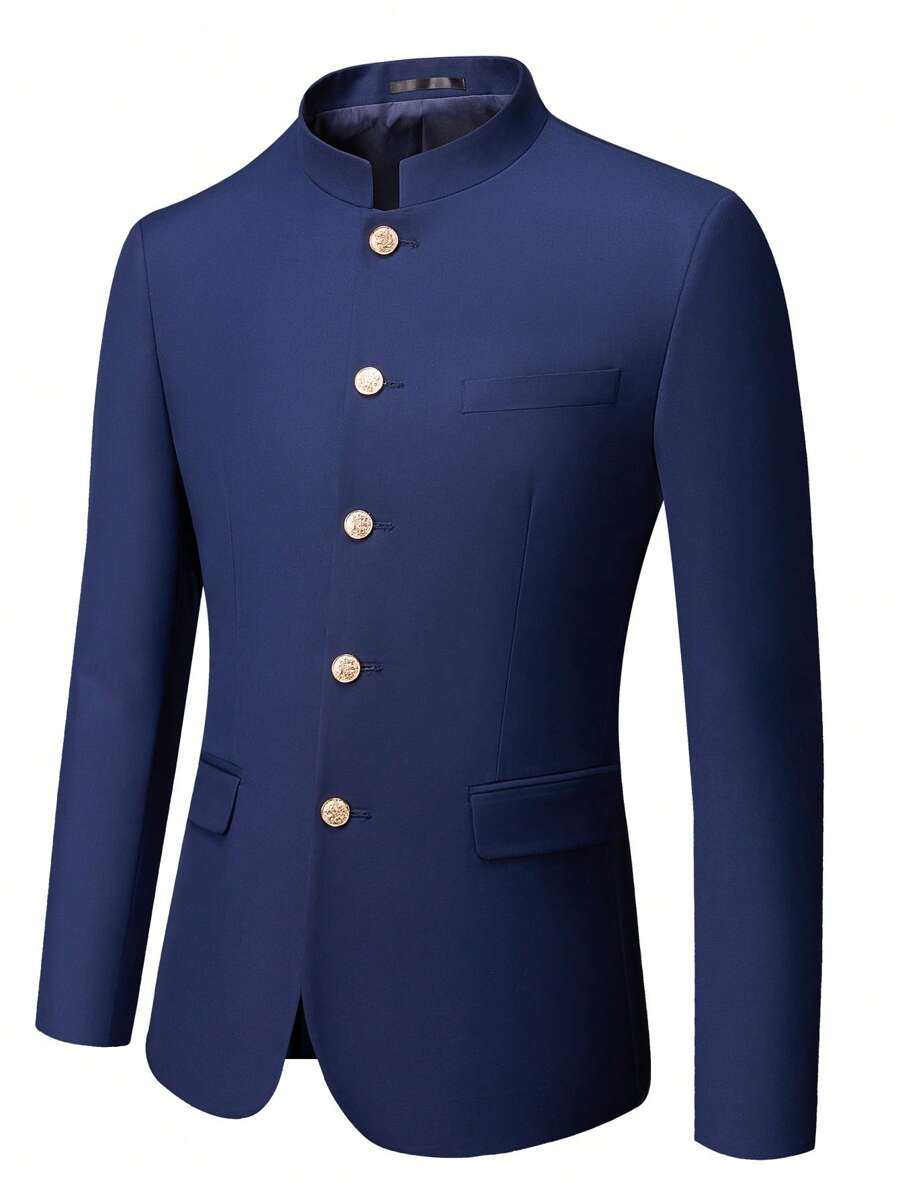Manfinity Mode Minimalist & Fashionable Navy Blue Casual Suit For Men, For Everyday Wear - Royal Blue - View 1
