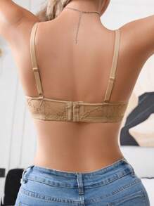 3 piezas de lencería: Sujetadores de encaje con empalme de color contrastante, acolchados y con aros para mujer, de estilo elegante y fantástico